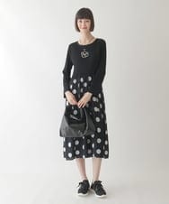 R6ELB42490 HIROKO BIS(小さいサイズ)(メゾン ドゥ サンク) ドット柄カットジャカードワンピース ブラック