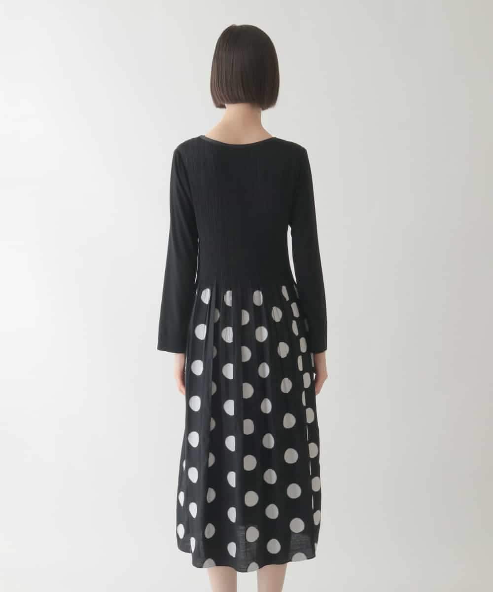 R6ELB42490 HIROKO BIS(小さいサイズ)(メゾン ドゥ サンク) 【小さいサイズ】ドット柄カットジャカードワンピース ブラック