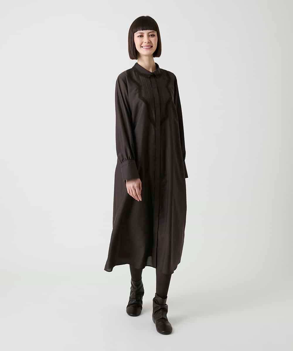 R6ELE40490 HIROKO BIS(小さいサイズ)(メゾン ドゥ サンク) 【小さいサイズ】変形レースデザインシャツワンピース ブラウン