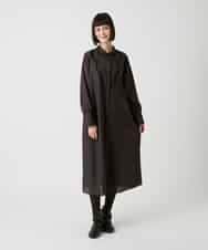 R6ELE40490 HIROKO BIS(小さいサイズ)(メゾン ドゥ サンク) 【小さいサイズ】変形レースデザインシャツワンピース ブラウン