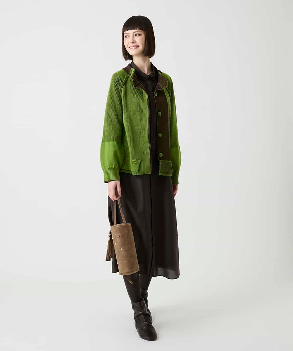 R6ELE40490 HIROKO BIS(小さいサイズ)(メゾン ドゥ サンク) 【小さいサイズ】変形レースデザインシャツワンピース ブラウン