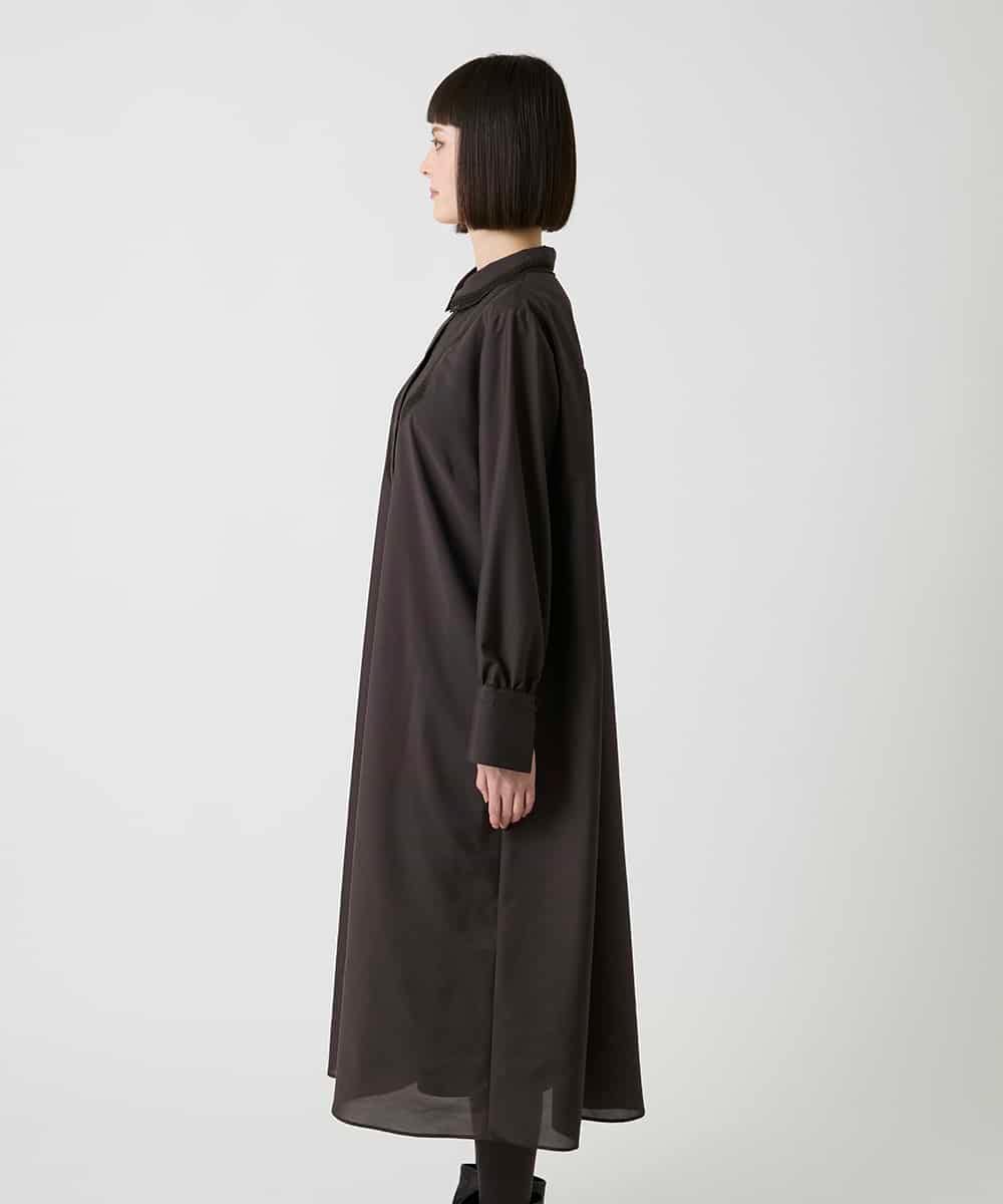 R6ELE40490 HIROKO BIS(小さいサイズ)(メゾン ドゥ サンク) 【小さいサイズ】変形レースデザインシャツワンピース ブラウン