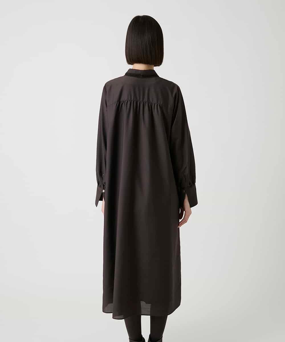 R6ELE40490 HIROKO BIS(小さいサイズ)(メゾン ドゥ サンク) 【小さいサイズ】変形レースデザインシャツワンピース ブラウン