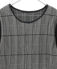 R6ELW12490 HIROKO BIS(小さいサイズ)(メゾン ドゥ サンク) 【小さいサイズ】グレンチェックジャカードワンピース ベージュ×ブラック
