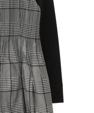 R6ELW12490 HIROKO BIS(小さいサイズ)(メゾン ドゥ サンク) 【小さいサイズ】グレンチェックジャカードワンピース ベージュ×ブラック