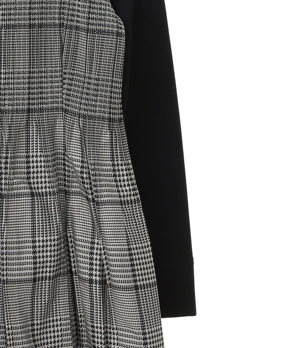 R6ELW12490 HIROKO BIS(小さいサイズ)(メゾン ドゥ サンク) 【小さいサイズ】グレンチェックジャカードワンピース ベージュ×ブラック