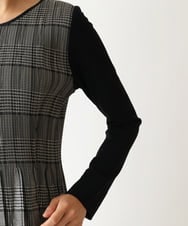 R6ELW12490 HIROKO BIS(小さいサイズ)(メゾン ドゥ サンク) 【小さいサイズ】グレンチェックジャカードワンピース ベージュ×ブラック