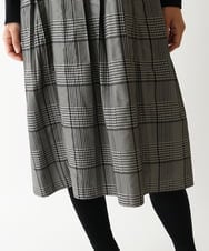 R6ELW12490 HIROKO BIS(小さいサイズ)(メゾン ドゥ サンク) 【小さいサイズ】グレンチェックジャカードワンピース ベージュ×ブラック