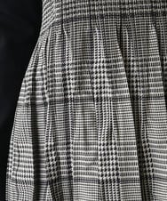 R6ELW12490 HIROKO BIS(小さいサイズ)(メゾン ドゥ サンク) 【小さいサイズ】グレンチェックジャカードワンピース ベージュ×ブラック