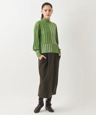 R6FAB31300 HIROKO BIS(小さいサイズ)(メゾン ドゥ サンク) 【小さいサイズ/アンサンブル対応】プレーティングリブニットプルオーバー グリーン系