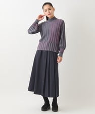 R6FAB31300 HIROKO BIS(小さいサイズ)(メゾン ドゥ サンク) 【小さいサイズ/アンサンブル対応】プレーティングリブニットプルオーバー グリーン系