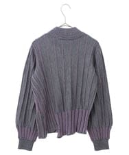 R6FAB31300 HIROKO BIS(小さいサイズ)(メゾン ドゥ サンク) 【小さいサイズ/アンサンブル対応】プレーティングリブニットプルオーバー グリーン系