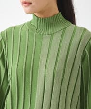 R6FAB31300 HIROKO BIS(小さいサイズ)(メゾン ドゥ サンク) 【小さいサイズ/アンサンブル対応】プレーティングリブニットプルオーバー グリーン系