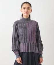 R6FAB31300 HIROKO BIS(小さいサイズ)(メゾン ドゥ サンク) 【小さいサイズ/アンサンブル対応】プレーティングリブニットプルオーバー グレー系
