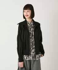 R6FAD30390 HIROKO BIS(小さいサイズ)(メゾン ドゥ サンク) 【小さいサイズ】異素材ジョイントニットブルゾン ブラック