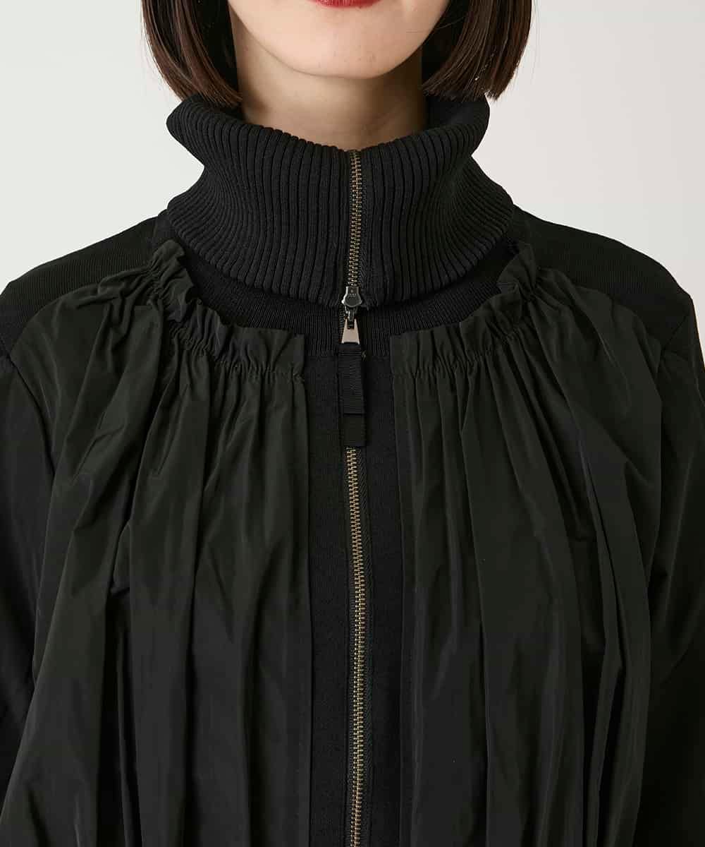 R6FAD30390 HIROKO BIS(小さいサイズ)(メゾン ドゥ サンク) 【小さいサイズ】異素材ジョイントニットブルゾン ブラック