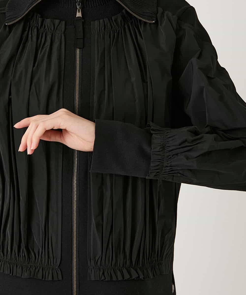 R6FAD30390 HIROKO BIS(小さいサイズ)(メゾン ドゥ サンク) 【小さいサイズ】異素材ジョイントニットブルゾン ブラック