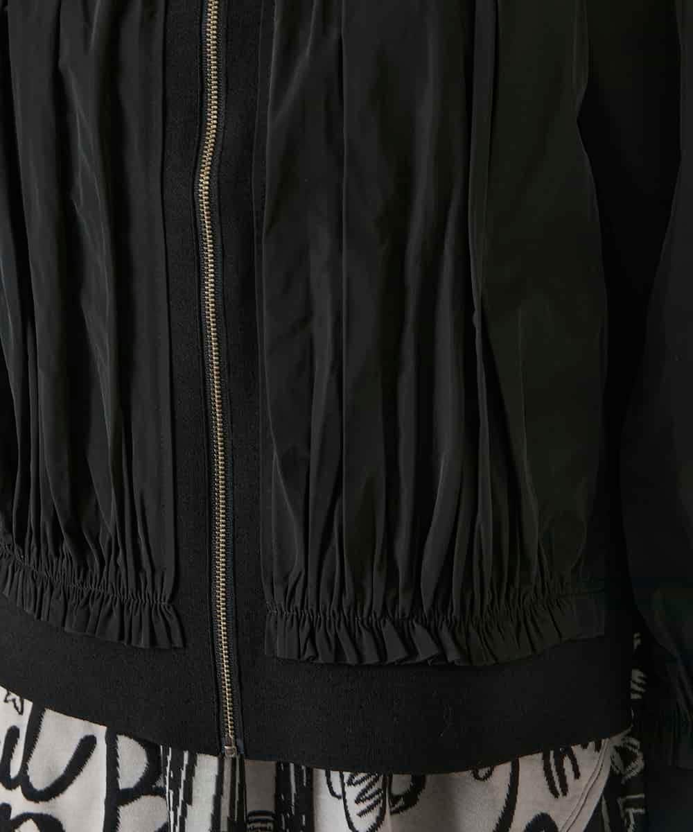 R6FAD30390 HIROKO BIS(小さいサイズ)(メゾン ドゥ サンク) 【小さいサイズ】異素材ジョイントニットブルゾン ブラック