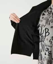 R6FAD30390 HIROKO BIS(小さいサイズ)(メゾン ドゥ サンク) 【小さいサイズ】異素材ジョイントニットブルゾン ブラック