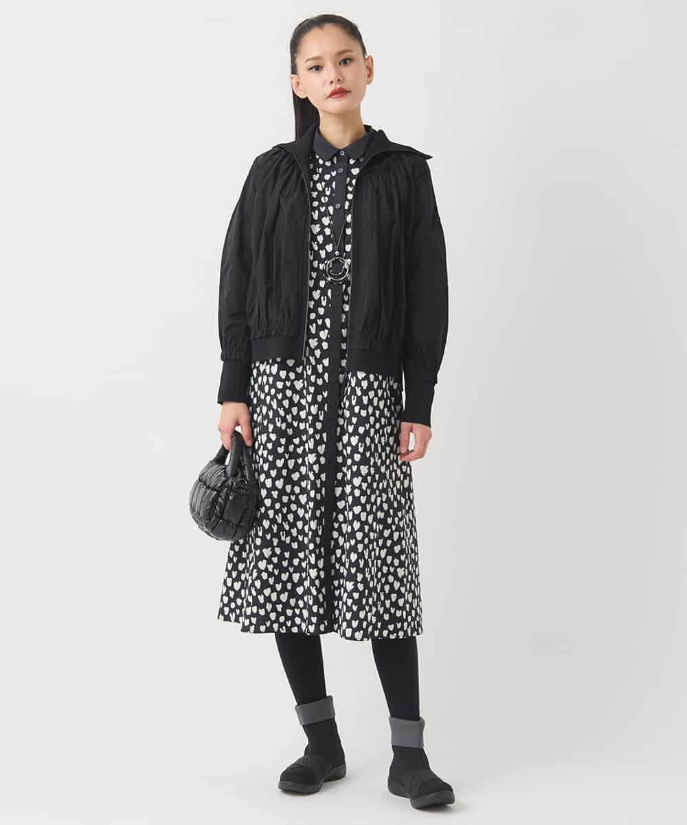 R6FAD30390 HIROKO BIS(小さいサイズ)(メゾン ドゥ サンク) 【小さいサイズ】異素材ジョイントニットブルゾン ブラック