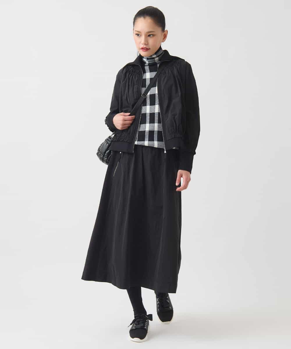 R6FAD30390 HIROKO BIS(小さいサイズ)(メゾン ドゥ サンク) 【小さいサイズ】異素材ジョイントニットブルゾン ブラック