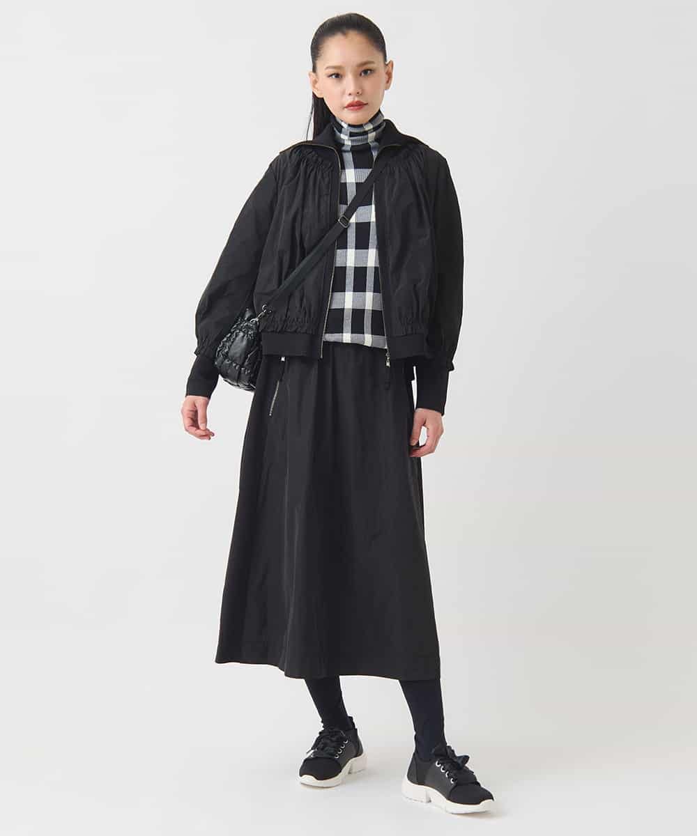 R6FAD30390 HIROKO BIS(小さいサイズ)(メゾン ドゥ サンク) 【小さいサイズ】異素材ジョイントニットブルゾン ブラック