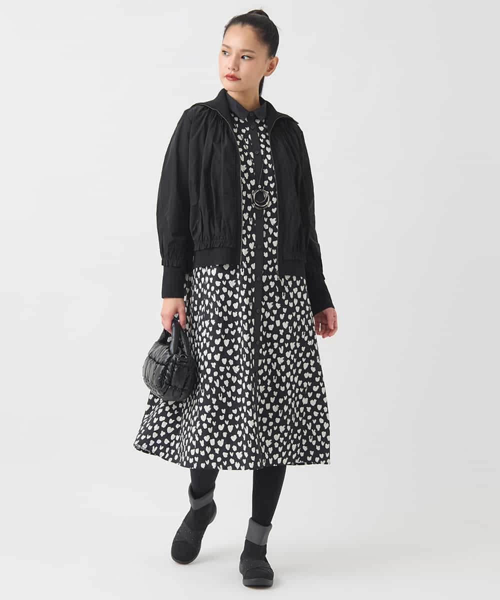 R6FAD30390 HIROKO BIS(小さいサイズ)(メゾン ドゥ サンク) 【小さいサイズ】異素材ジョイントニットブルゾン ブラック