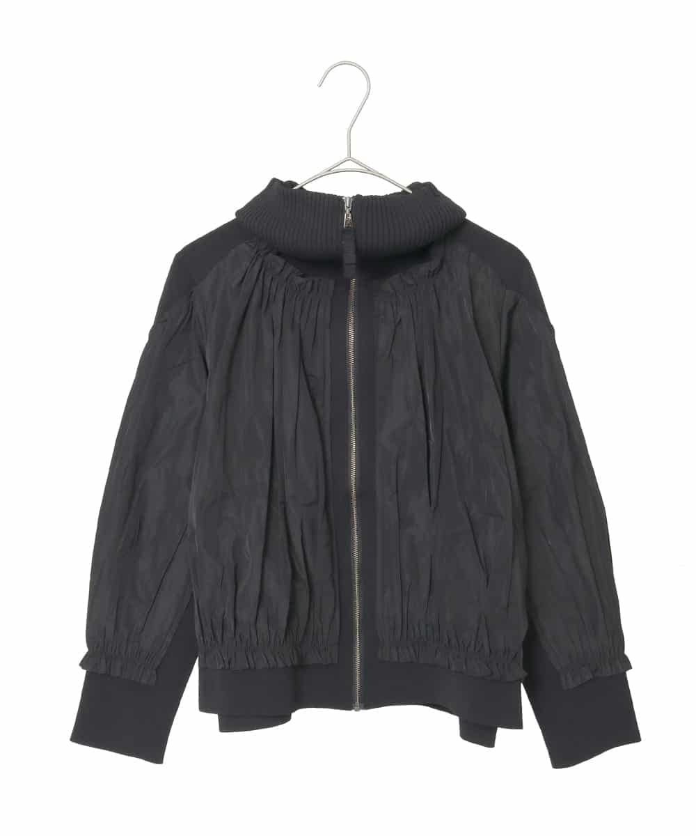 R6FAD30390 HIROKO BIS(小さいサイズ)(メゾン ドゥ サンク) 【小さいサイズ】異素材ジョイントニットブルゾン ブラック