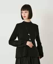 R6FAD31360 HIROKO BIS(小さいサイズ)(メゾン ドゥ サンク) 【小さいサイズ】異素材ジョイントニットプルオーバー ブラック