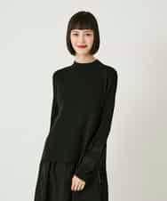 R6FAD31360 HIROKO BIS(小さいサイズ)(メゾン ドゥ サンク) 【小さいサイズ】異素材ジョイントニットプルオーバー ブラック