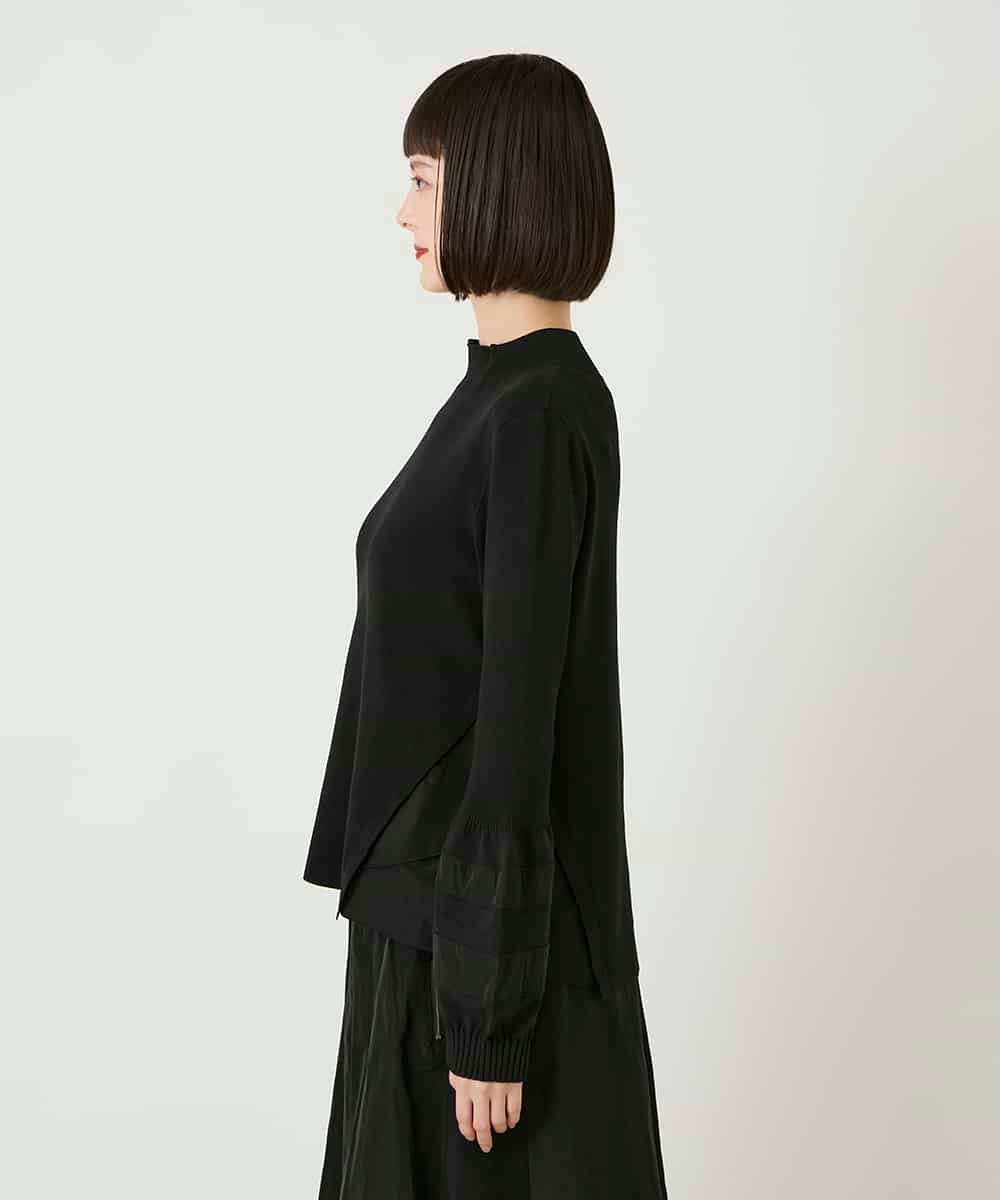 R6FAD31360 HIROKO BIS(小さいサイズ)(メゾン ドゥ サンク) 【小さいサイズ】異素材ジョイントニットプルオーバー ブラック