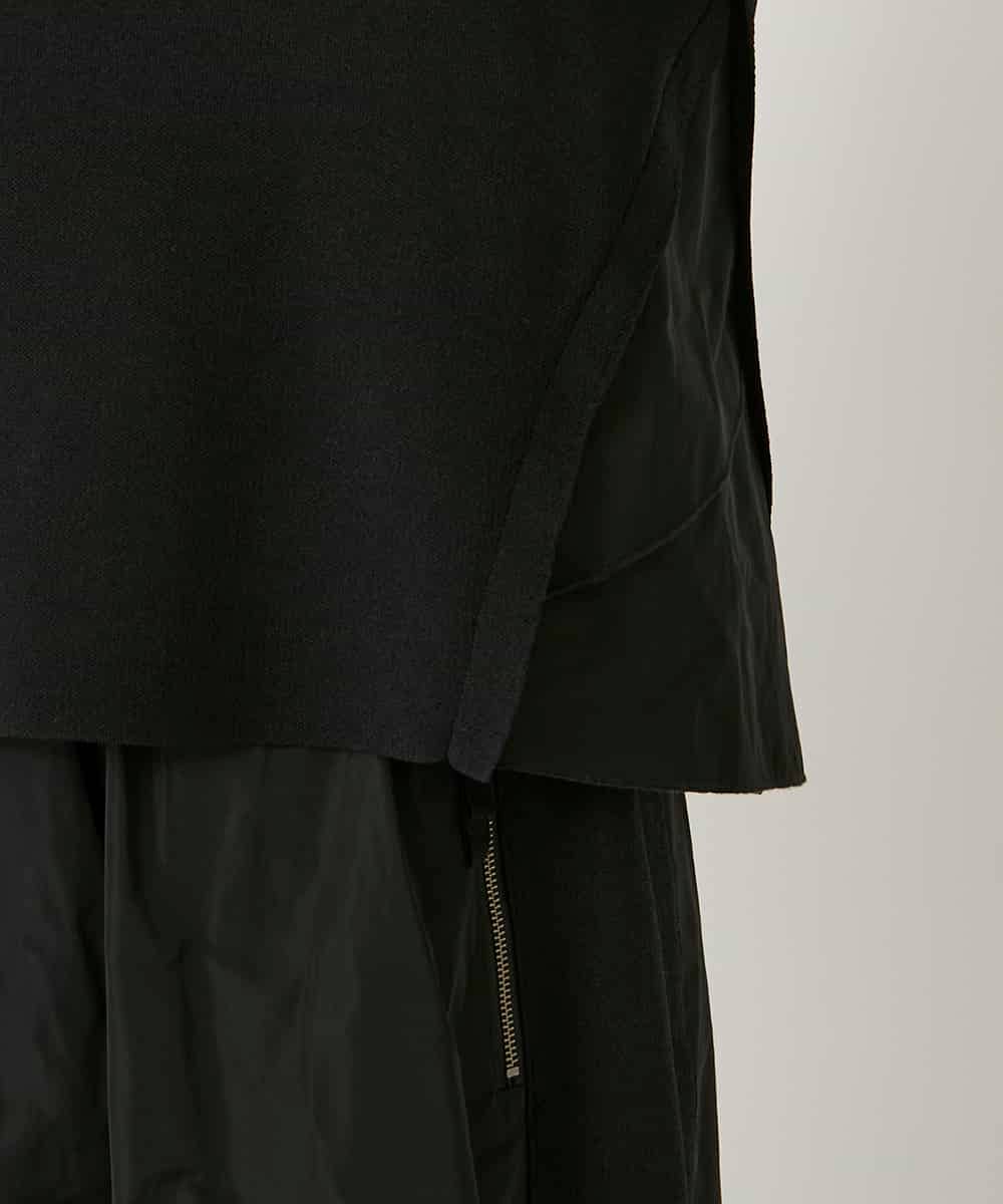 R6FAD31360 HIROKO BIS(小さいサイズ)(メゾン ドゥ サンク) 【小さいサイズ】異素材ジョイントニットプルオーバー ブラック