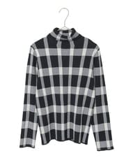 R6FAD33270 HIROKO BIS(小さいサイズ)(メゾン ドゥ サンク) 【小さいサイズ】チェック柄インターシャニットプルオーバー ブラック