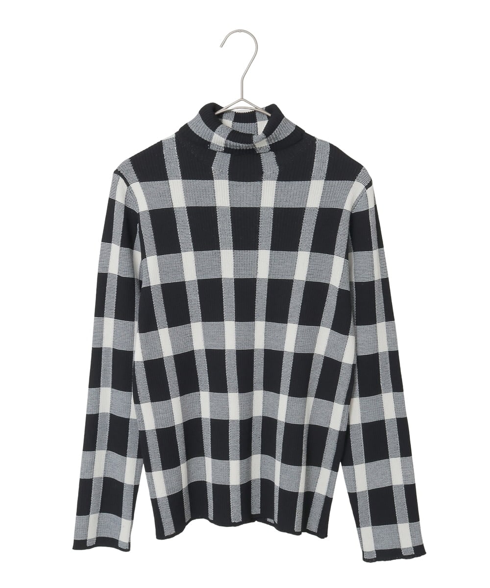 R6FAD33270 HIROKO BIS(小さいサイズ)(メゾン ドゥ サンク) 【小さいサイズ】チェック柄インターシャニットプルオーバー ブラック