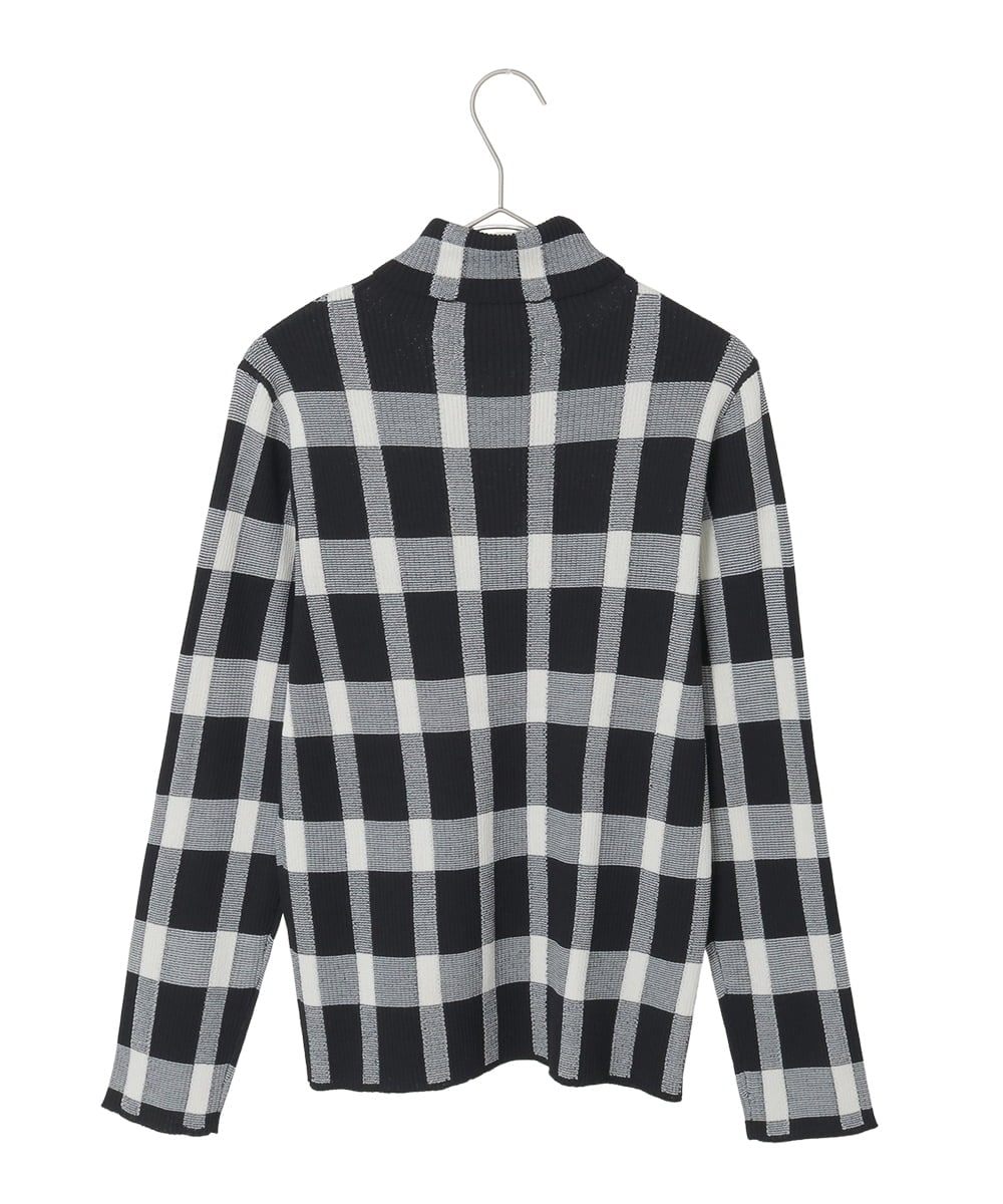 R6FAD33270 HIROKO BIS(小さいサイズ)(メゾン ドゥ サンク) 【小さいサイズ】チェック柄インターシャニットプルオーバー ブラック