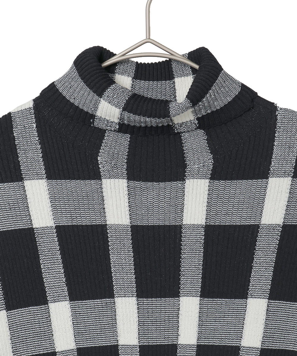 R6FAD33270 HIROKO BIS(小さいサイズ)(メゾン ドゥ サンク) 【小さいサイズ】チェック柄インターシャニットプルオーバー ブラック