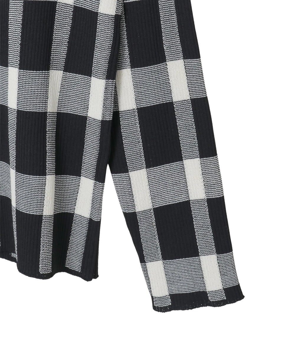 R6FAD33270 HIROKO BIS(小さいサイズ)(メゾン ドゥ サンク) 【小さいサイズ】チェック柄インターシャニットプルオーバー ブラック