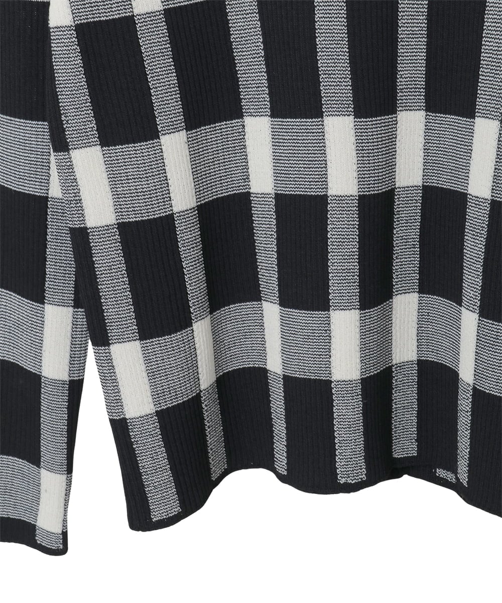R6FAD33270 HIROKO BIS(小さいサイズ)(メゾン ドゥ サンク) 【小さいサイズ】チェック柄インターシャニットプルオーバー ブラック