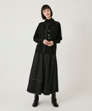 R6FAE45360 HIROKO BIS(小さいサイズ)(メゾン ドゥ サンク) 【小さいサイズ】スタッズアクセントニットカーディガン ブラック