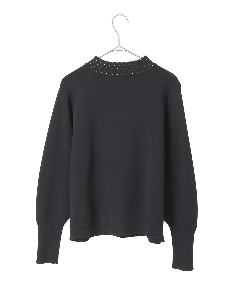 R6FAE45360 HIROKO BIS(小さいサイズ)(メゾン ドゥ サンク) 【小さいサイズ】スタッズアクセントニットカーディガン ブラック