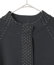 R6FAE45360 HIROKO BIS(小さいサイズ)(メゾン ドゥ サンク) 【小さいサイズ】スタッズアクセントニットカーディガン ブラック