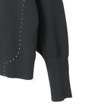 R6FAE45360 HIROKO BIS(小さいサイズ)(メゾン ドゥ サンク) 【小さいサイズ】スタッズアクセントニットカーディガン ブラック