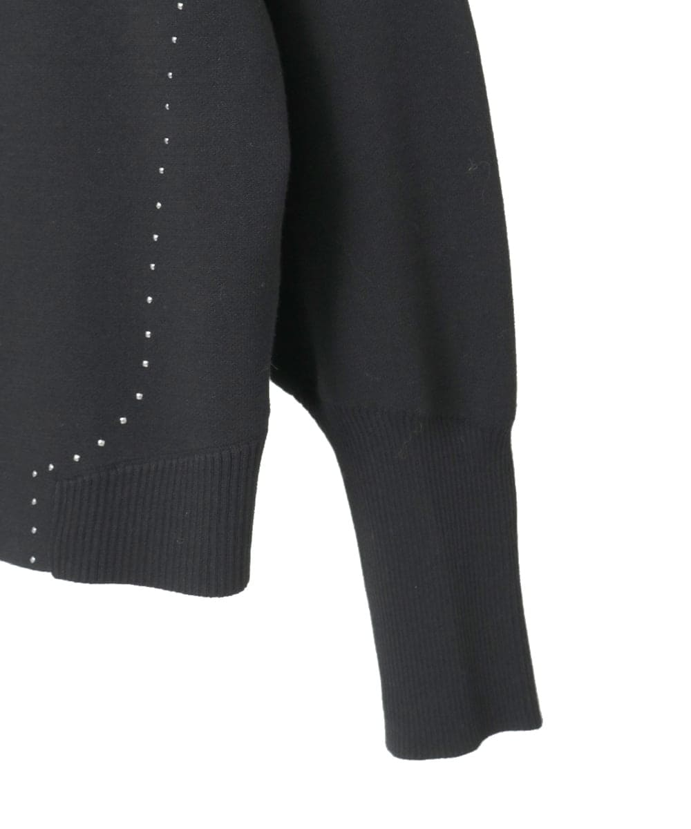 R6FAE45360 HIROKO BIS(小さいサイズ)(メゾン ドゥ サンク) 【小さいサイズ】スタッズアクセントニットカーディガン ブラック
