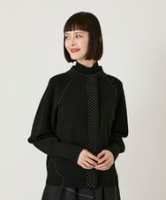 R6FAE45360 HIROKO BIS(小さいサイズ)(メゾン ドゥ サンク) 【小さいサイズ】スタッズアクセントニットカーディガン ブラック