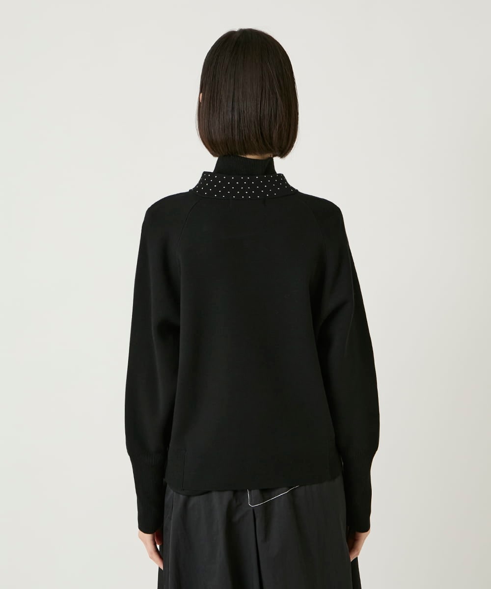 R6FAE45360 HIROKO BIS(小さいサイズ)(メゾン ドゥ サンク) 【小さいサイズ】スタッズアクセントニットカーディガン ブラック