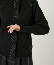 R6FAE45360 HIROKO BIS(小さいサイズ)(メゾン ドゥ サンク) 【小さいサイズ】スタッズアクセントニットカーディガン ブラック