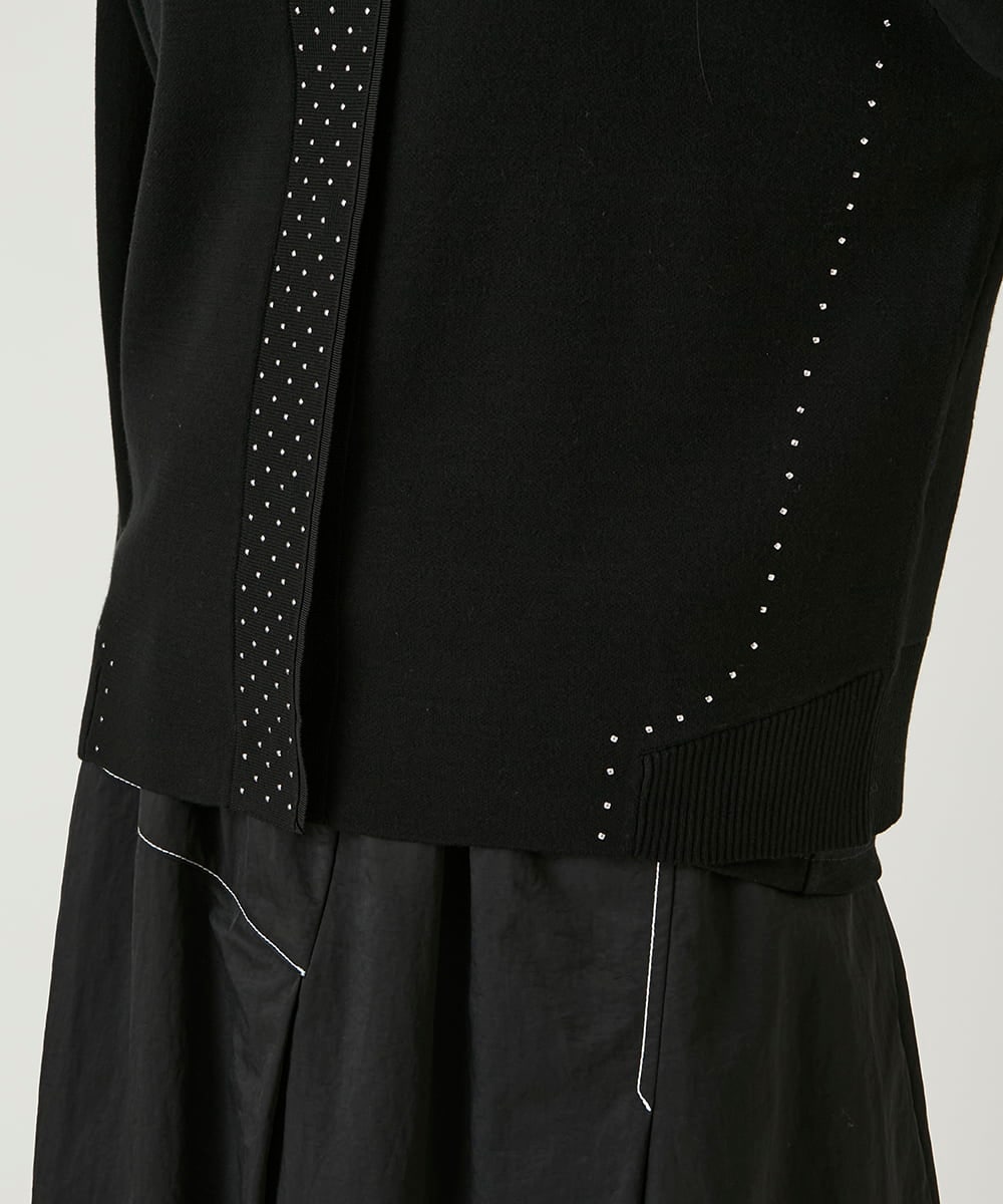 R6FAE45360 HIROKO BIS(小さいサイズ)(メゾン ドゥ サンク) 【小さいサイズ】スタッズアクセントニットカーディガン ブラック