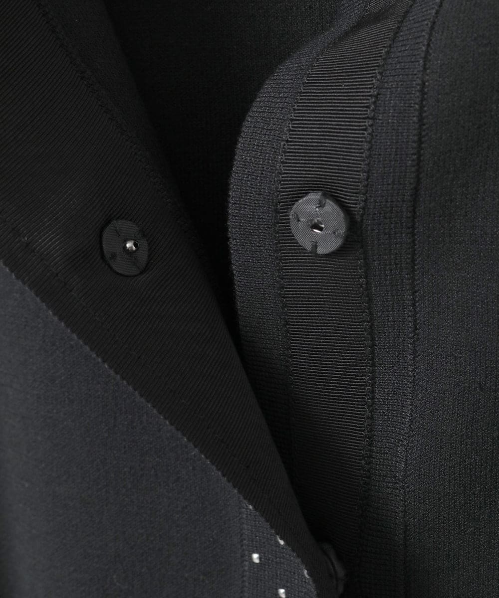 R6FAE45360 HIROKO BIS(小さいサイズ)(メゾン ドゥ サンク) 【小さいサイズ】スタッズアクセントニットカーディガン ブラック