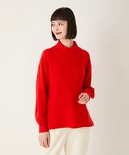 R6FAE47230 HIROKO BIS(小さいサイズ)(メゾン ドゥ サンク) 【小さいサイズ】リブネックデザインウールニットプルオーバー レッド