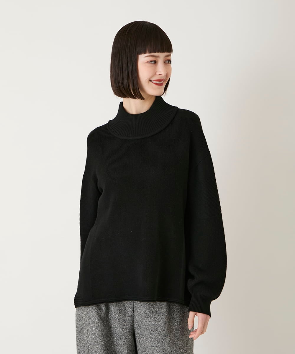 R6FAE47230 HIROKO BIS(小さいサイズ)(メゾン ドゥ サンク) 【小さいサイズ】リブネックデザインウールニットプルオーバー レッド